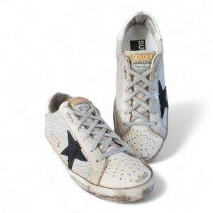 Golden Goose White/Grey Mesh and Suede Superstar Sneakers Size 38